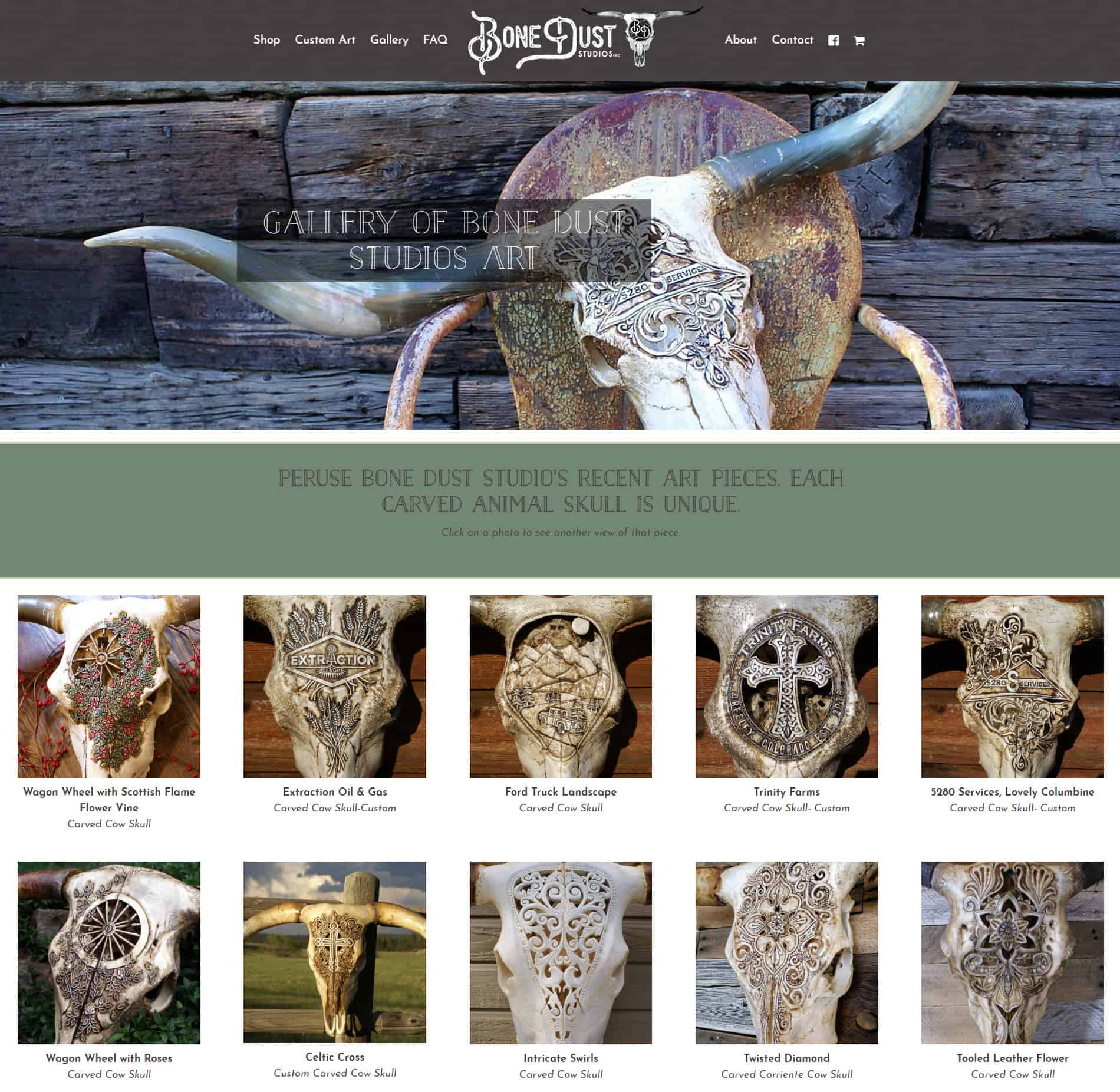 Bone Dust Studios offers custom designed, custom carved skulls
