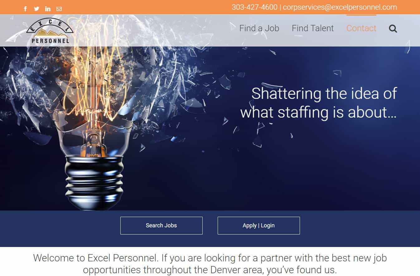 Excel Personnel site designed by CoBa Web Design